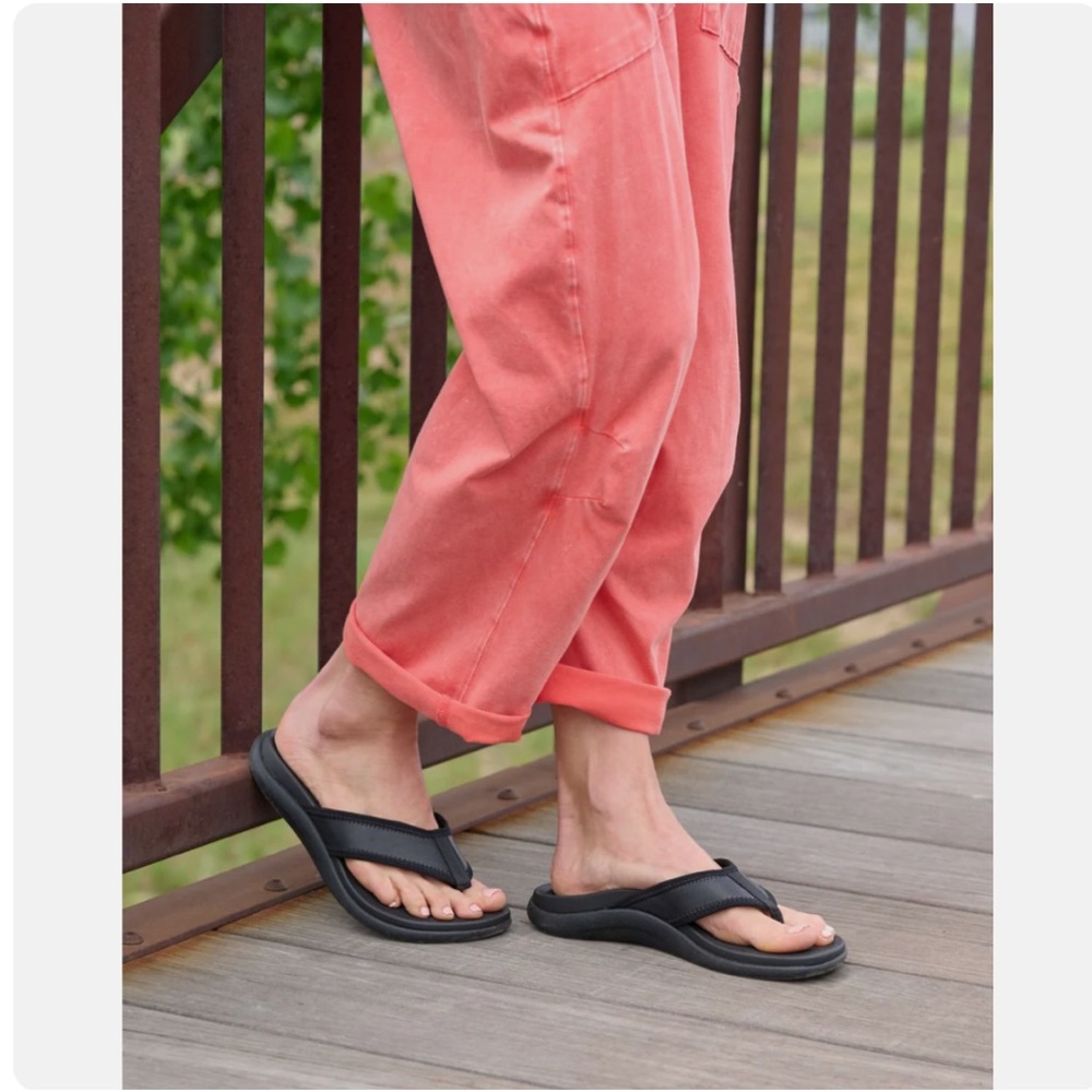 ABEO Laguna Leather Thong Sandals 7.5/8 Black